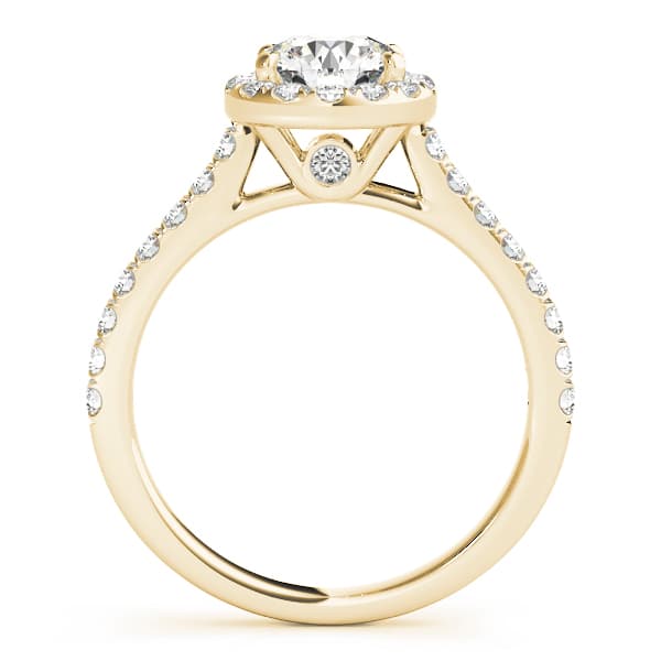 Round Halo Engagement Ring, style 50891, Side view in yellow gold