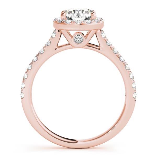 Round Halo Engagement Ring, style 50891, Side view in rose gold
