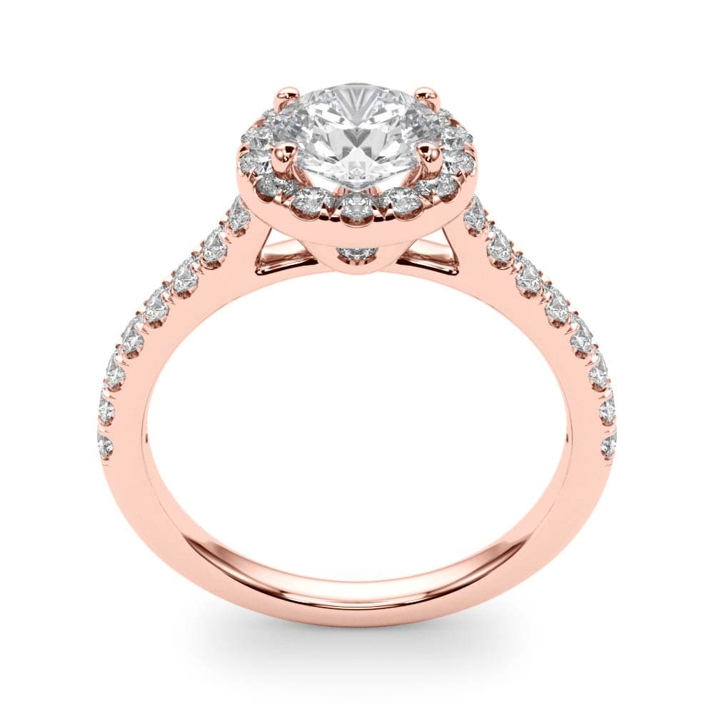 Round Halo Engagement Ring, style 50891, Top view in rose gold