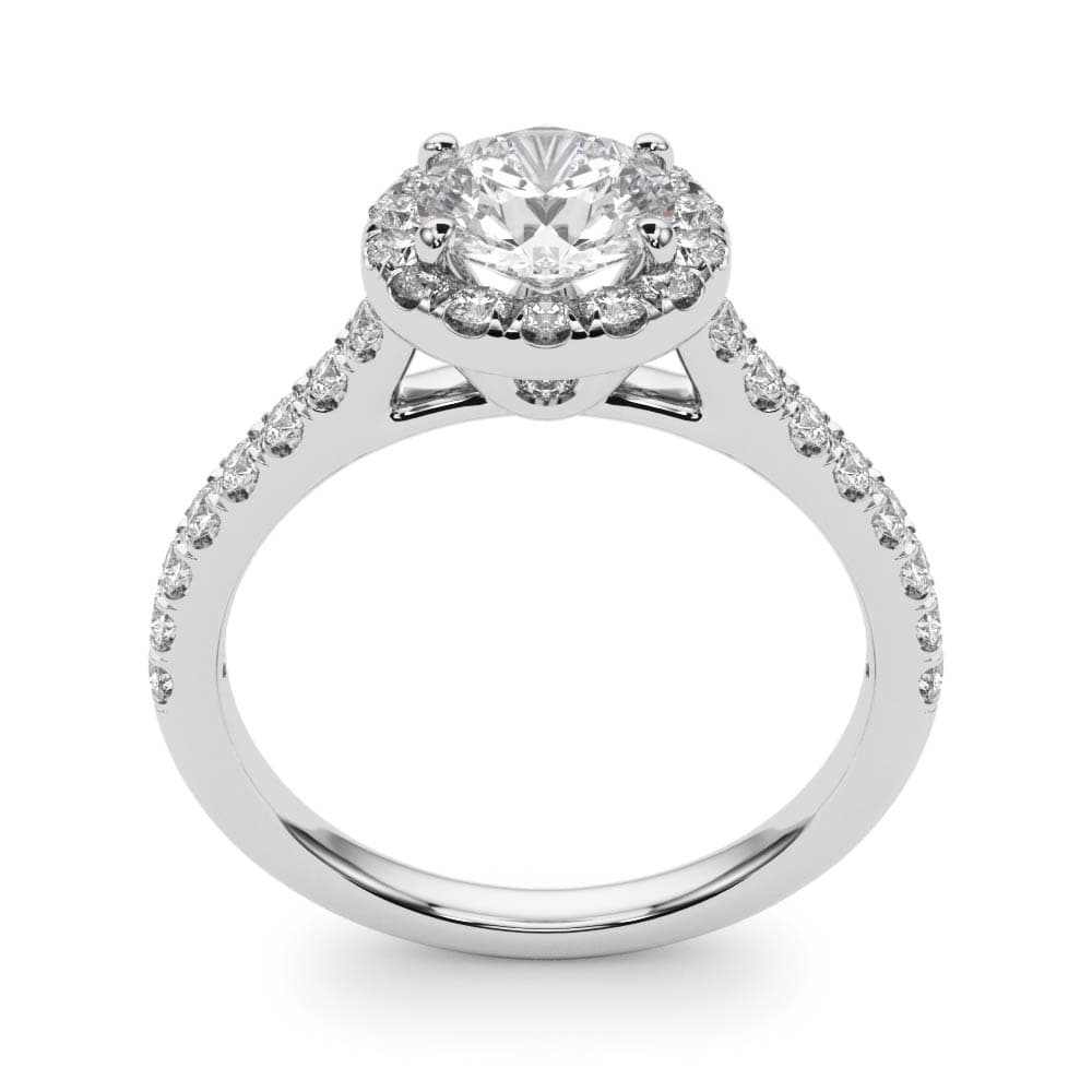 Round Halo Engagement Ring, style 50891, Top view in white gold or platinum