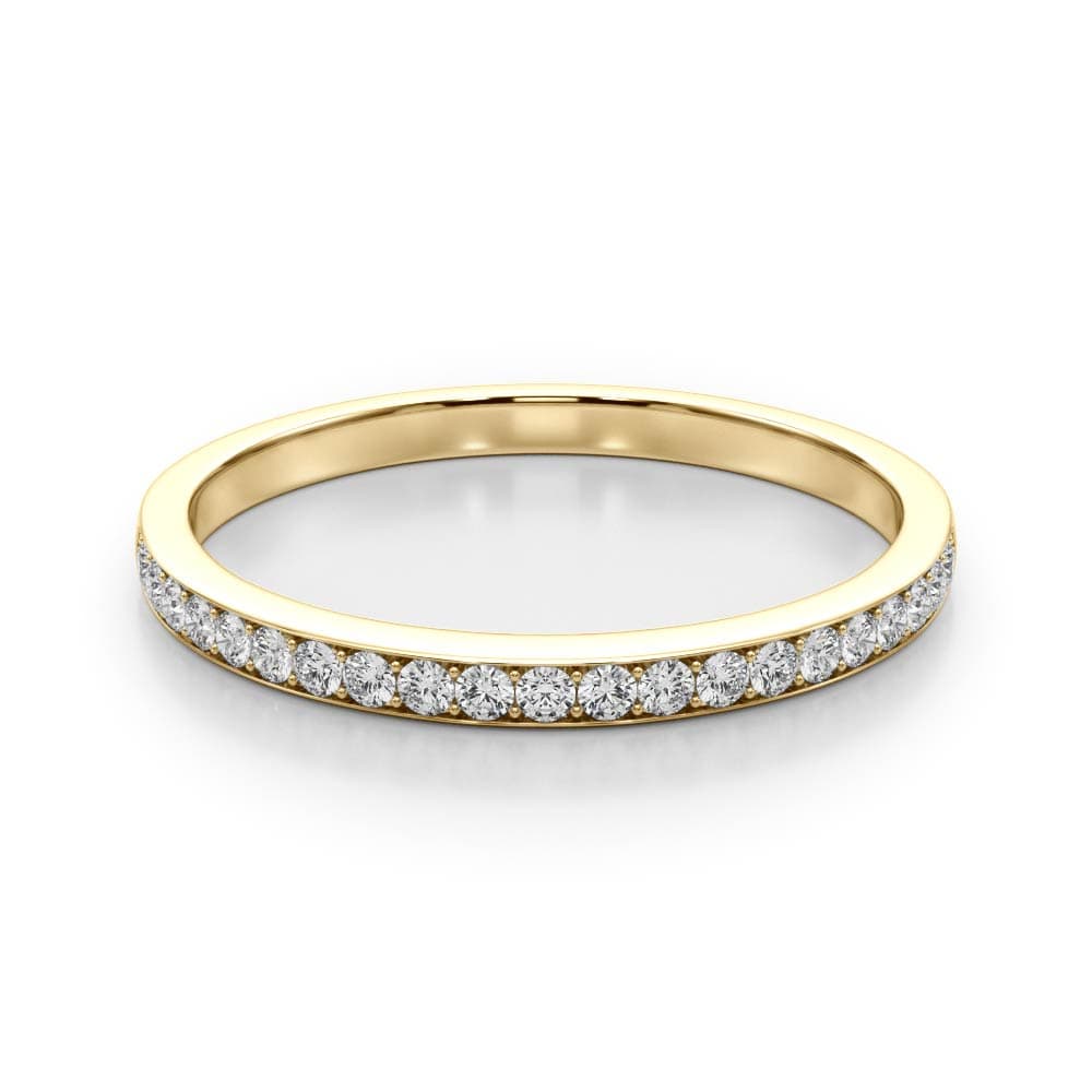 Prong Set Wedding Band (0.21 ct. tw.), On hand view in yellow gold