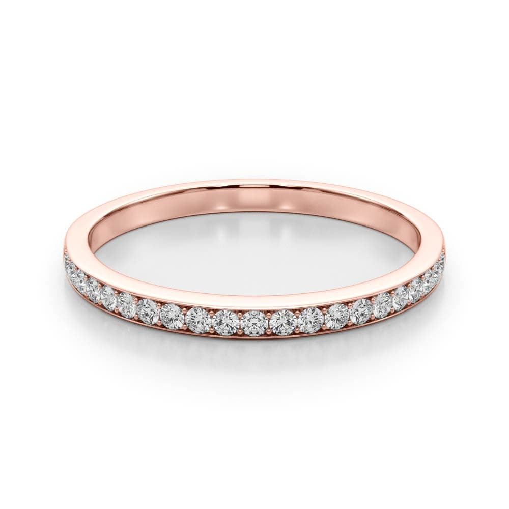 Prong Set Wedding Band (0.21 ct. tw.), On hand view in rose gold