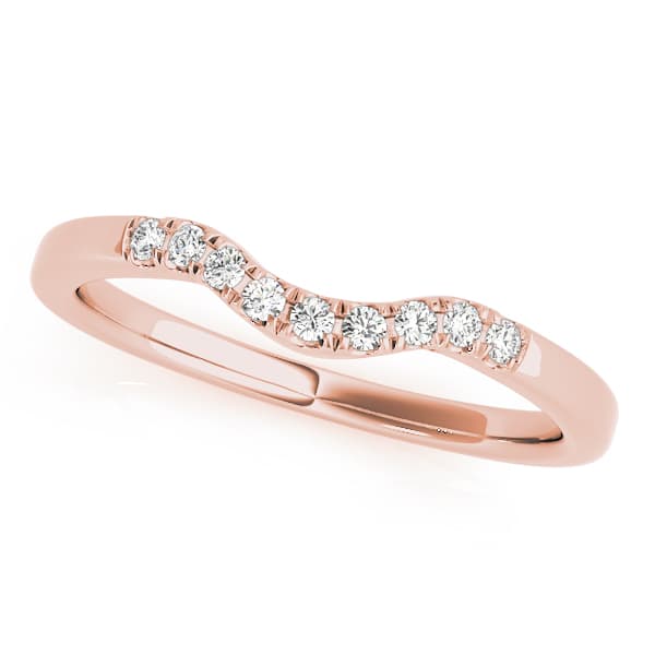 Split Prong Curved Wedding Band (0.09 ct. tw.), Front view in rose gold