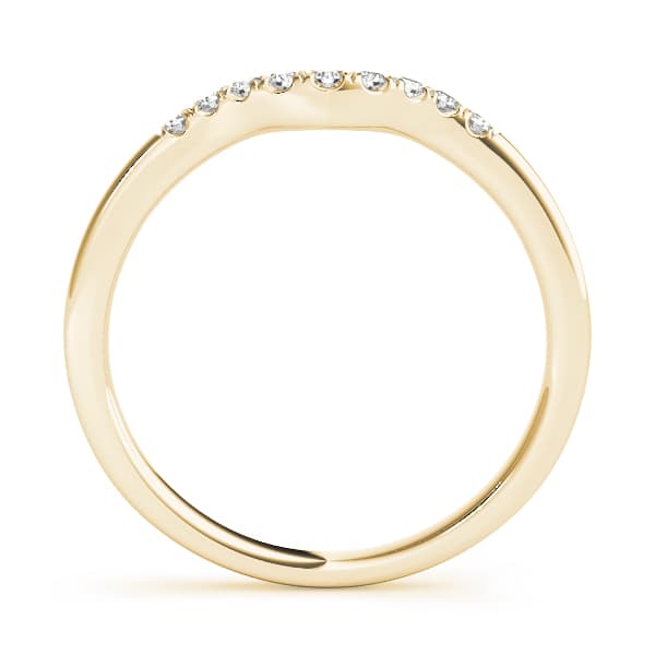 Split Prong Curved Wedding Band (0.09 ct. tw.), Side view in yellow gold