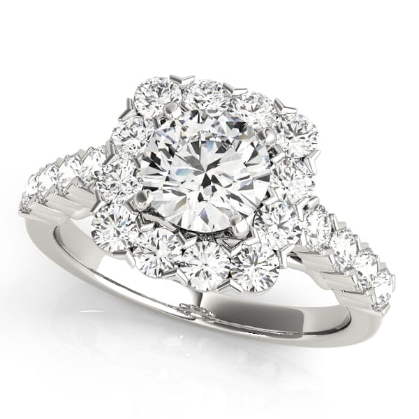 Single Row Halo Engagement Rings — style 50897 in 10k White Gold