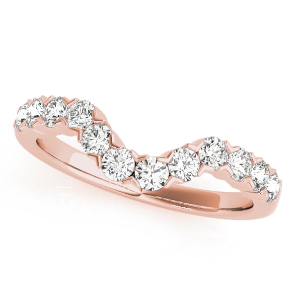 Single Row XO Cut Curved Wedding Band (0.78 ct. tw.), Front view in rose gold
