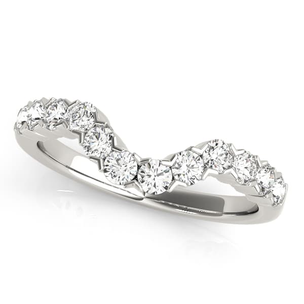 Single Row XO Cut Curved Wedding Band — C — View 1