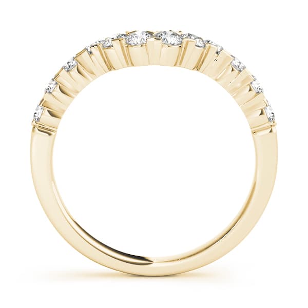 Single Row XO Cut Curved Wedding Band (0.78 ct. tw.), Side view in yellow gold