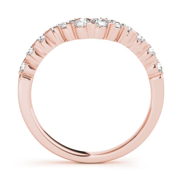 Single Row XO Cut Curved Wedding Band (0.78 ct. tw.), Side view in rose gold