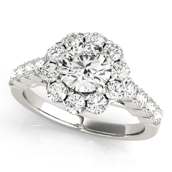 Single Row XO Cut Halo Engagement Ring — style 50898 in 10k White Gold