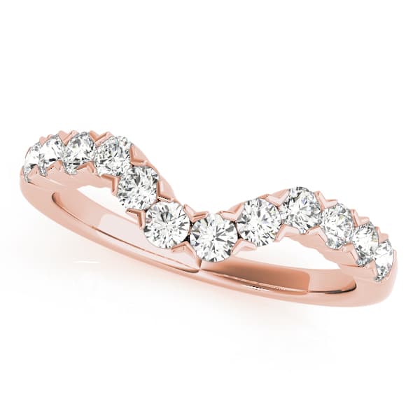 XO Curved Wedding Band (0.78 ct. tw.), Front view in rose gold
