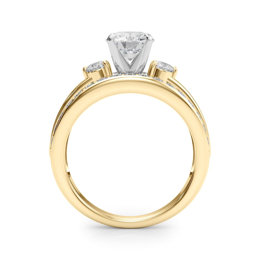 3-Stone Multi-Row Split Shank Engagement Ring, style 50899, Side view in yellow gold