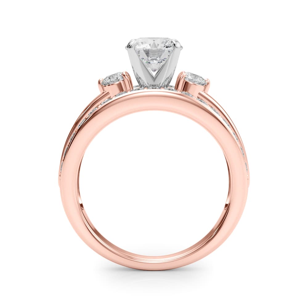 3-Stone Multi-Row Split Shank Engagement Ring, style 50899, Side view in rose gold