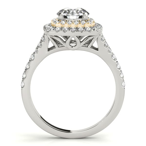 Double Halo Round Split-Shank Engagement Ring, style 50901, Side view in yellow gold