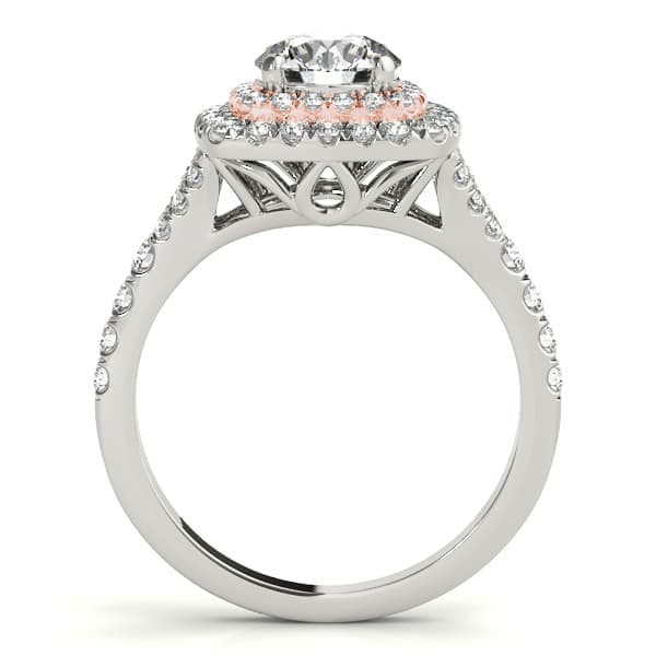 Double Halo Round Split-Shank Engagement Ring, style 50901, Side view in rose gold