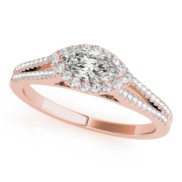 Multi-Row Marquise Halo Engagement Ring, style 50902, Front view in rose gold
