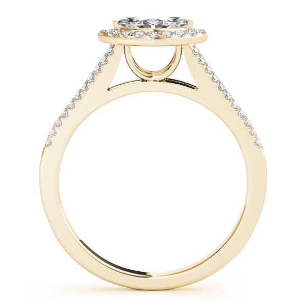 Multi-Row Marquise Halo Engagement Ring, style 50902, Side view in yellow gold