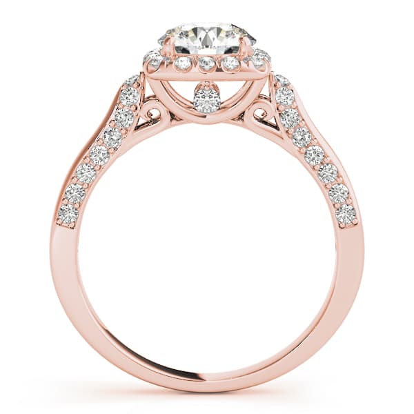 Solitaire Halo Engagement Ring, style 50903, Side view in rose gold