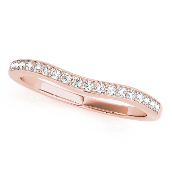 Prong In Channel Curved Wedding Bands (1/4 ct. tw.), Front view in rose gold