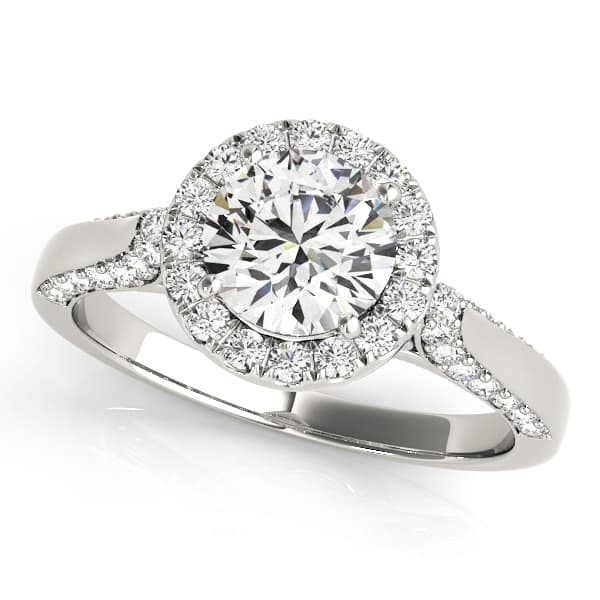 Solitaire Halo Engagement Ring — style 50904 in 10k White Gold
