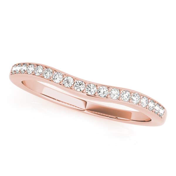 Prong-In-Channel Curved Wedding Band (1/4 ct. tw.), Front view in rose gold