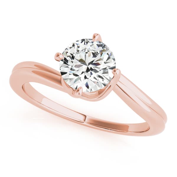 Round Solitaire Bypass Engagement Ring, style 50905, Front view in rose gold