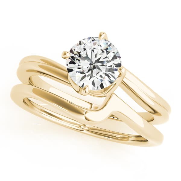Round Solitaire Bypass Engagement Ring, style 50905, On hand view in yellow gold