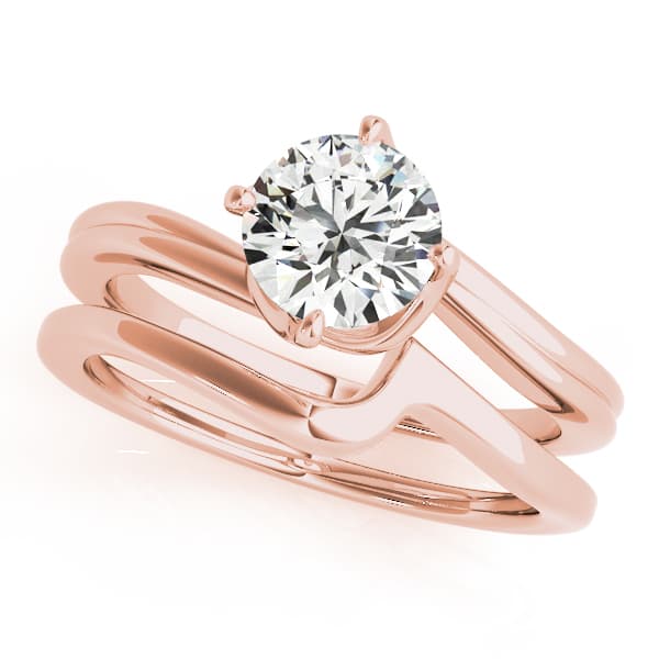 Round Solitaire Bypass Engagement Ring, style 50905, On hand view in rose gold
