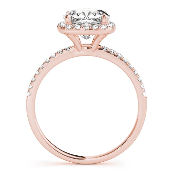 Single Row Cushion Halo Engagement Ring, style 50906, Side view in rose gold