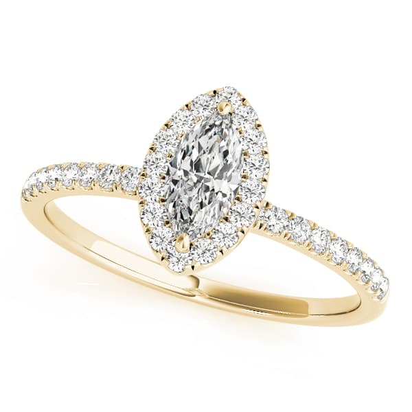 Marquise Halo Engagement Ring, style 50908, Front view in yellow gold
