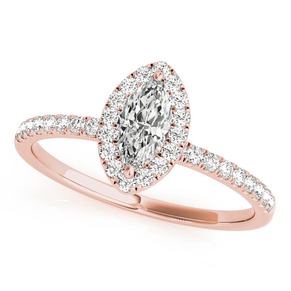 Marquise Halo Engagement Ring, style 50908, Front view in rose gold