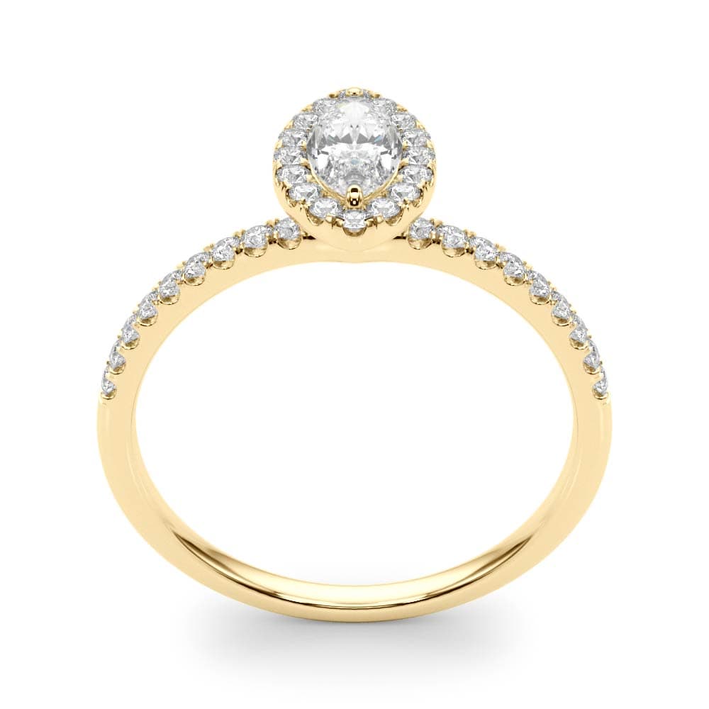 Marquise Halo Engagement Ring, style 50908, Top view in yellow gold