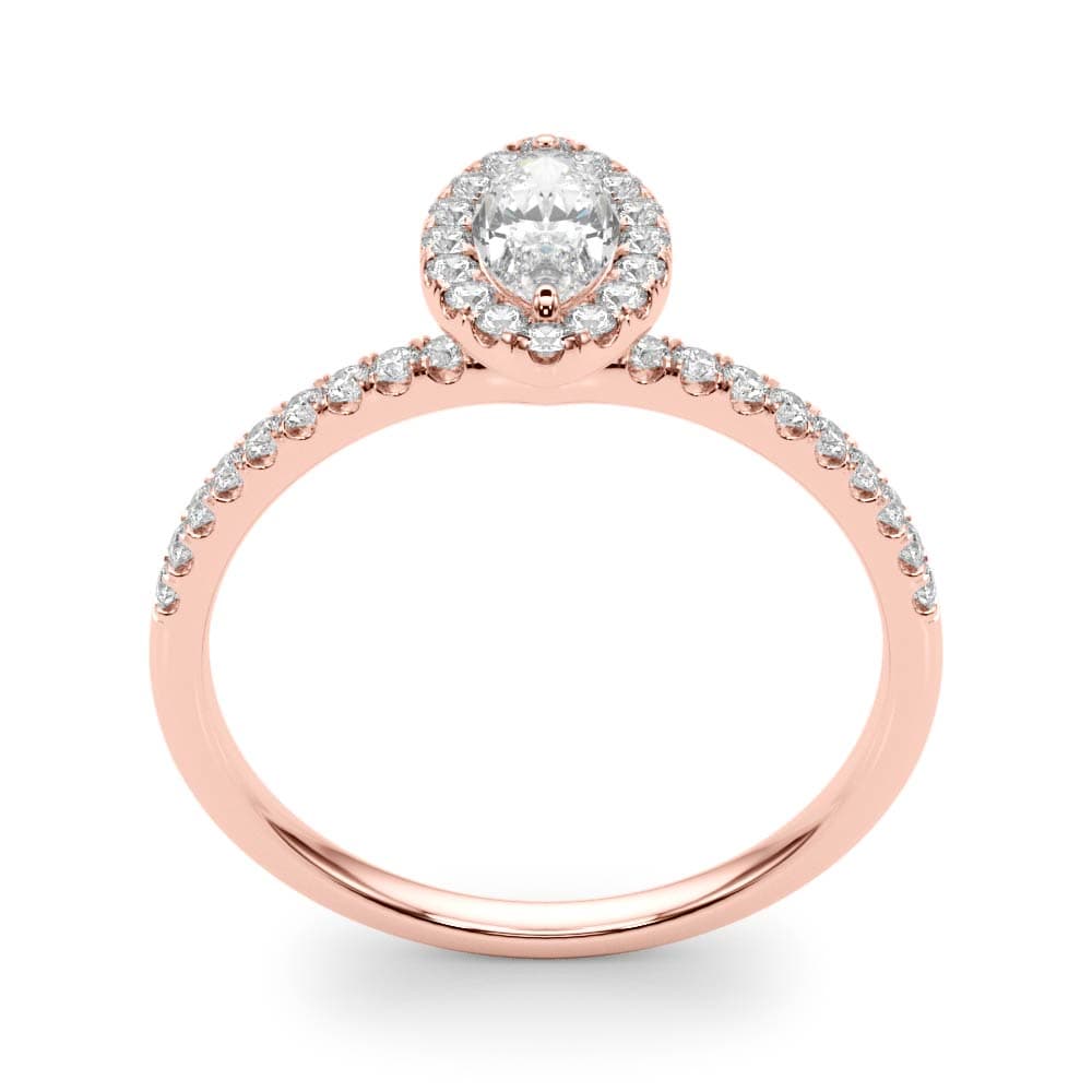 Marquise Halo Engagement Ring, style 50908, Top view in rose gold