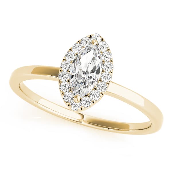 Marquise Halo Engagement Ring, style 50909, Front view in yellow gold