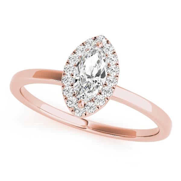 Marquise Halo Engagement Ring, style 50909, Front view in rose gold