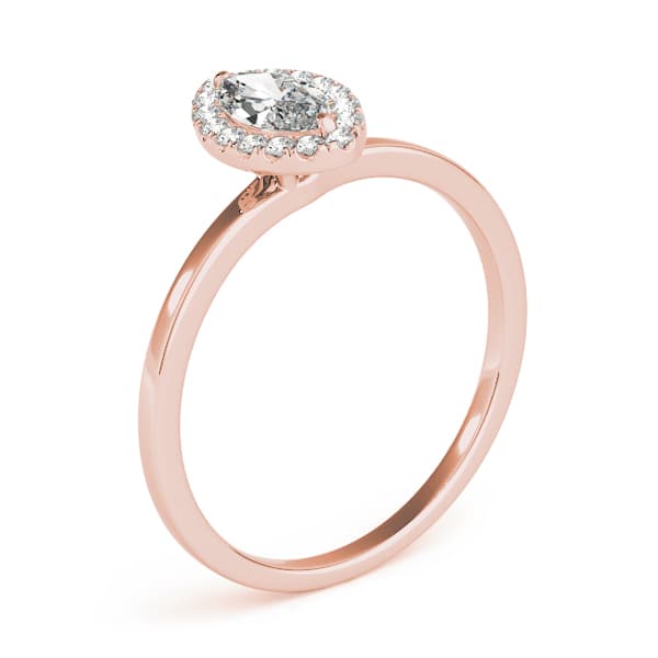 Marquise Halo Engagement Ring, style 50909, Angle view in rose gold