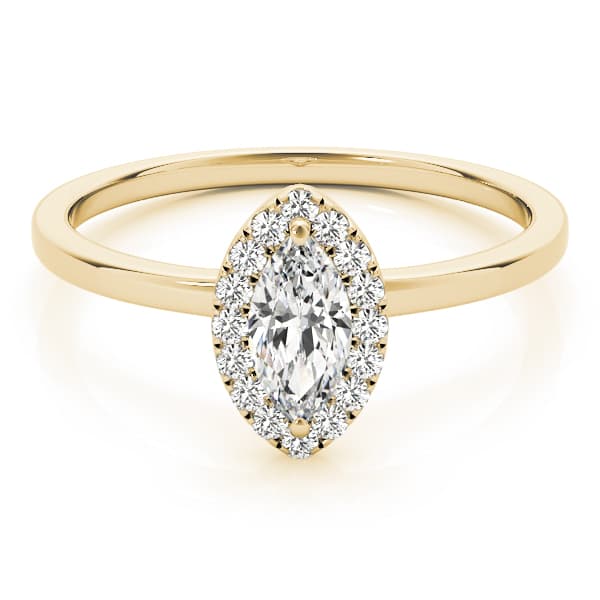 Marquise Halo Engagement Ring, style 50909, Top view in yellow gold