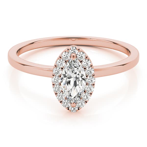 Marquise Halo Engagement Ring, style 50909, Top view in rose gold