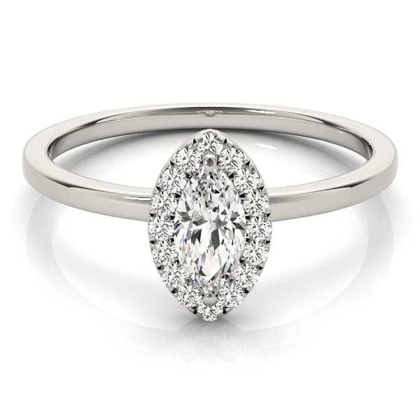 Marquise Halo Engagement Ring, style 50909, Top view in white gold or platinum