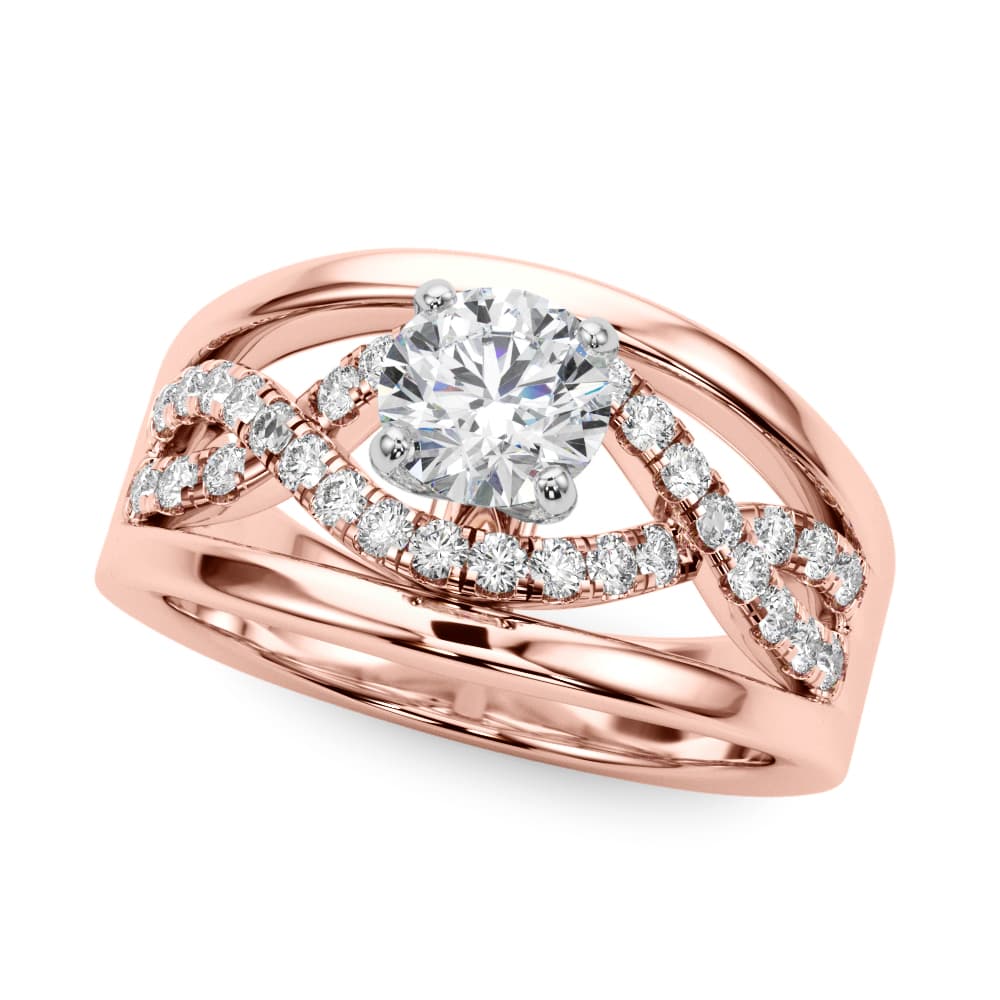Infinity Twisted Shank Engagement Ring, style 50910, Front view in rose gold