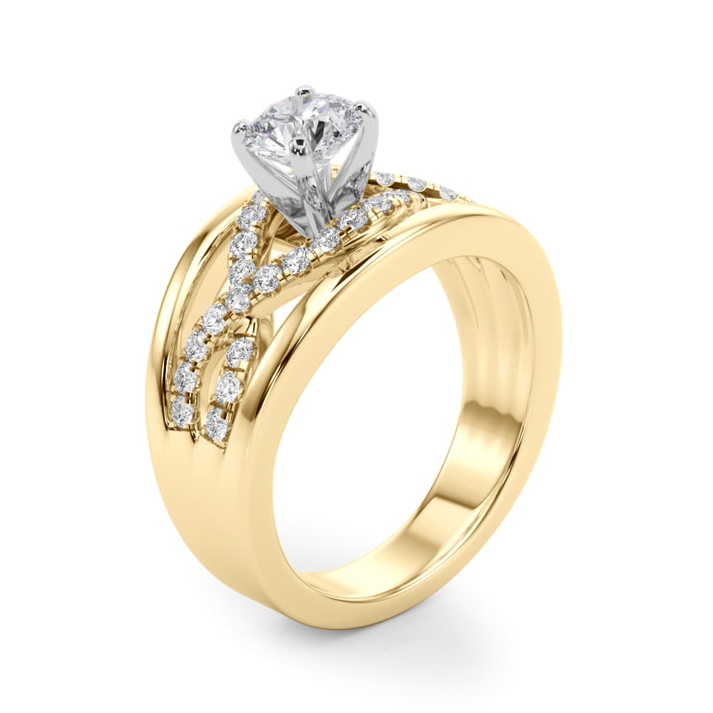 Infinity Twisted Shank Engagement Ring, style 50910, Angle view in yellow gold
