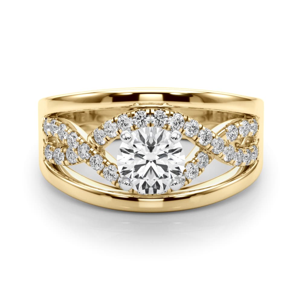 Infinity Twisted Shank Engagement Ring, style 50910, On hand view in yellow gold