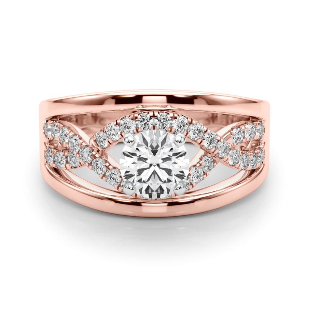 Infinity Twisted Shank Engagement Ring, style 50910, On hand view in rose gold