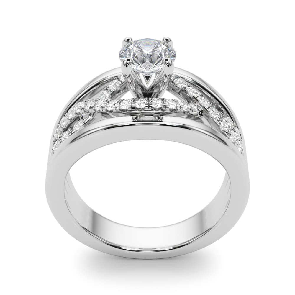 Infinity Twisted Shank Engagement Ring, style 50910, Top view in white gold or platinum