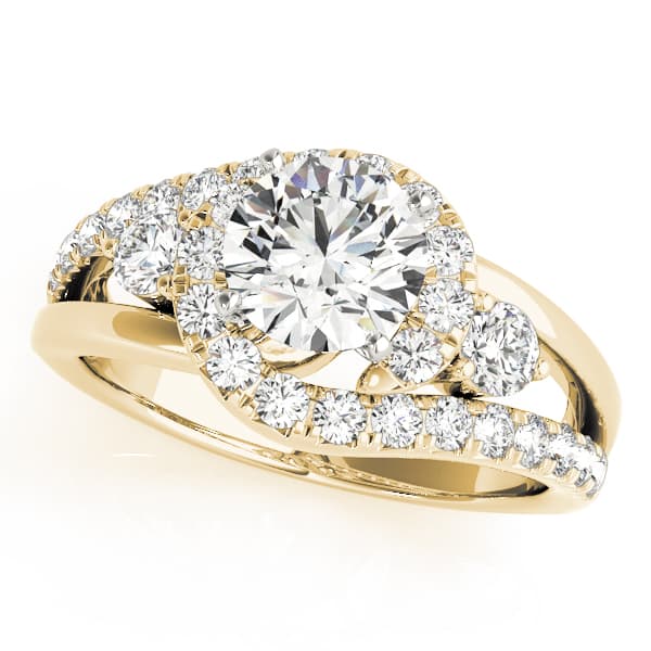 Bypass Swirl Halo Engagement Ring, style 50913, Front view in yellow gold