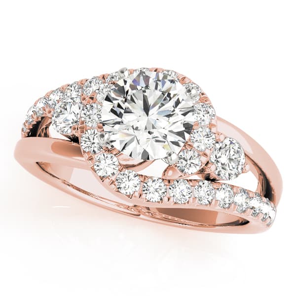 Bypass Swirl Halo Engagement Ring, style 50913, Front view in rose gold
