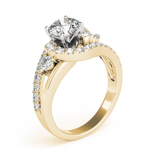 Bypass Swirl Halo Engagement Ring, style 50913, Angle view in yellow gold