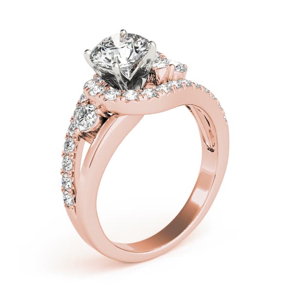 Bypass Swirl Halo Engagement Ring, style 50913, Angle view in rose gold