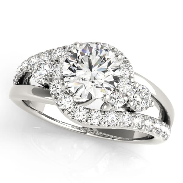 Bypass Swirl Halo Engagement Ring — style 50913 in 10k White Gold