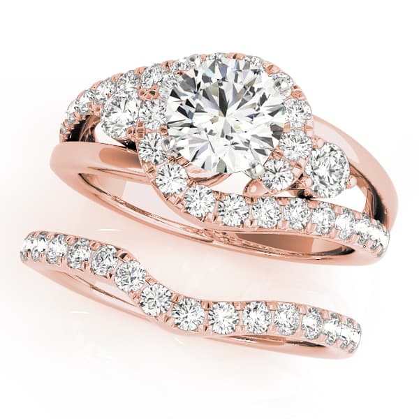 Bypass Swirl Halo Engagement Ring, style 50913, On hand view in rose gold